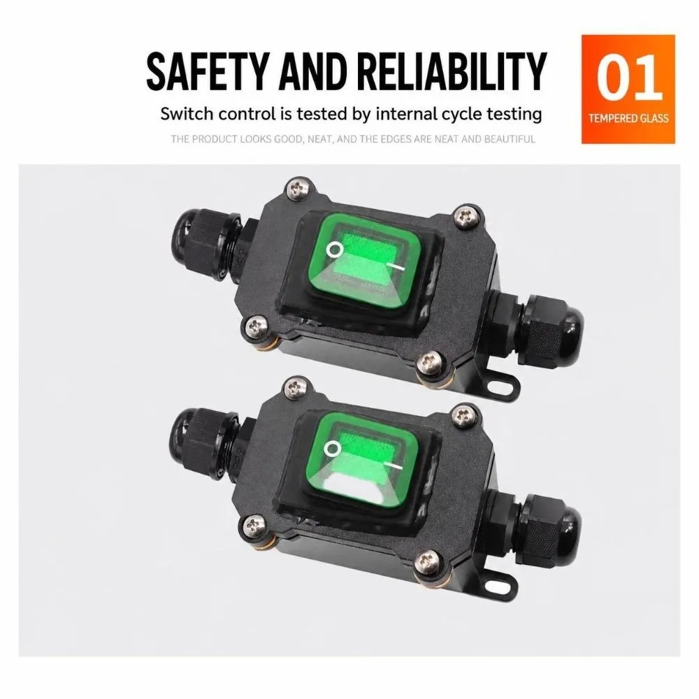 Heavy Duty 110V-220V Inline Power Cord Switch 30A Waterproof High Current Connetor IP67 12V-24V Inline Switch