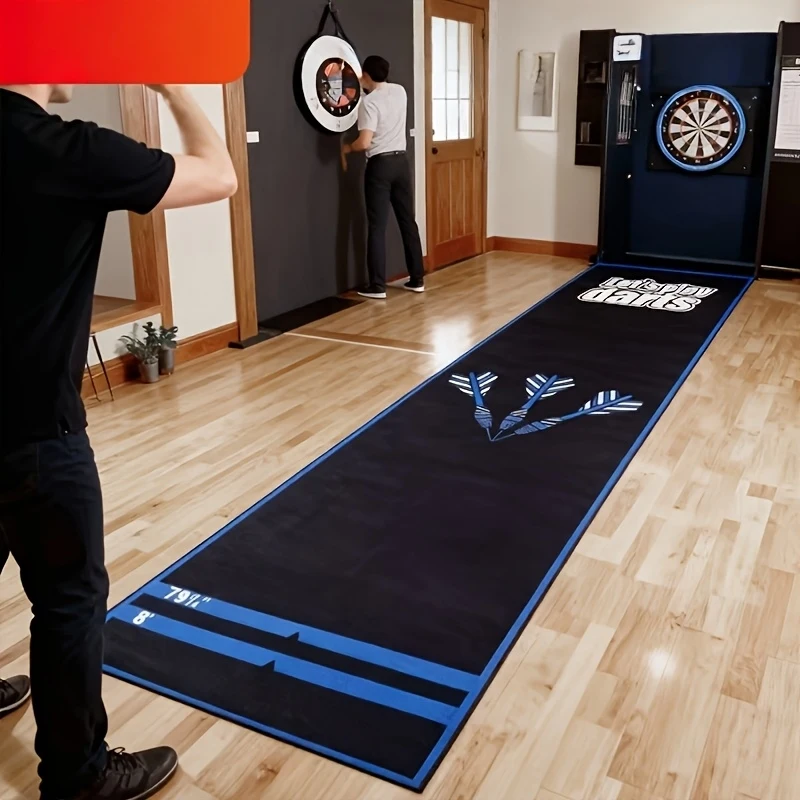 VIKAMA Blue-Edged Darts Mat: Professional Darts Throwing Line Mat—Non-Slip, Impact-Resistant Floor Mat for Home Decor