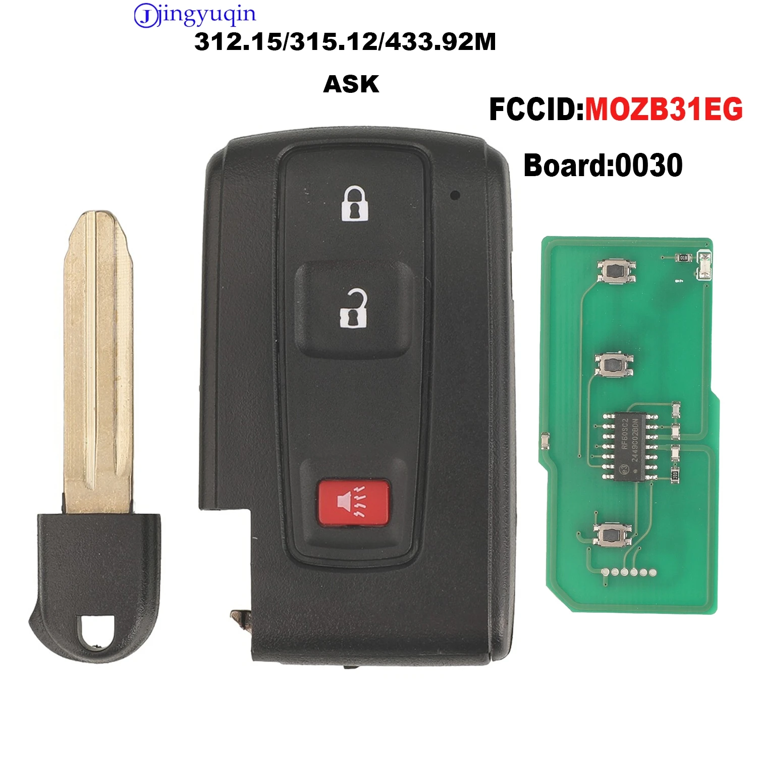 Jingyuqin لتويوتا بريوس 2004 -2009 السيارات الذكية عن بعد بدون مفتاح الذهاب مفتاح 312.15/315.12/433MHz 4D رقاقة مفاتيح FCC MOZB31EG