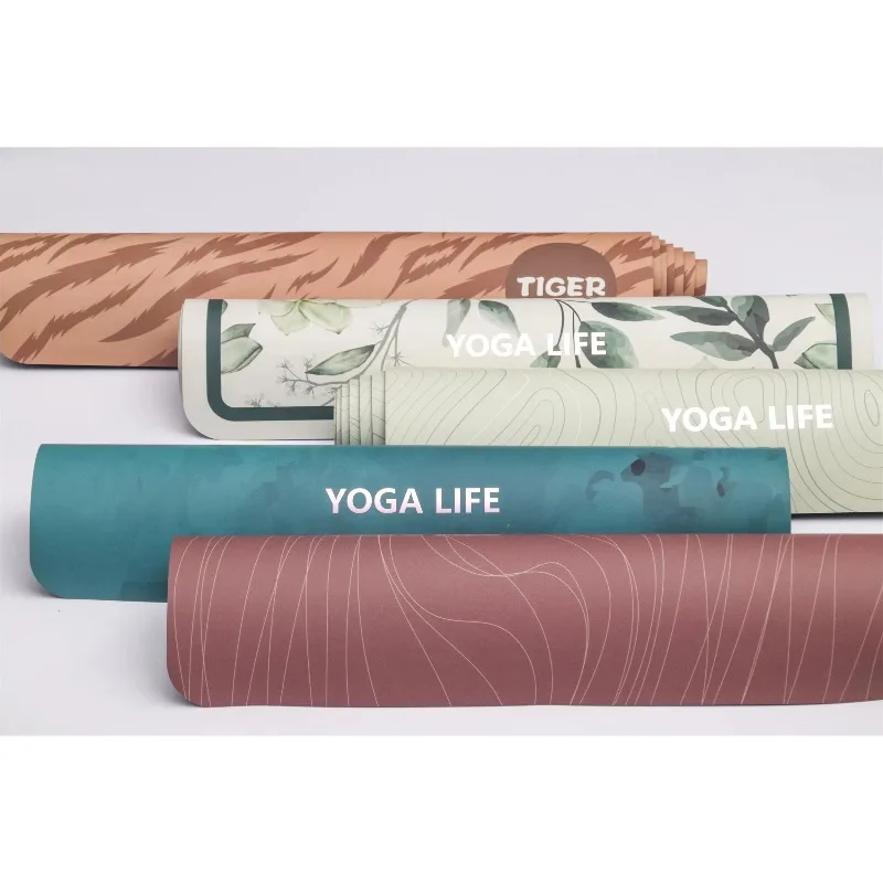 New Custom Print Private Label Marble PU Leather Yoga Mat, Non‑Slip Natural Rubber Material for Home Fitness Workout