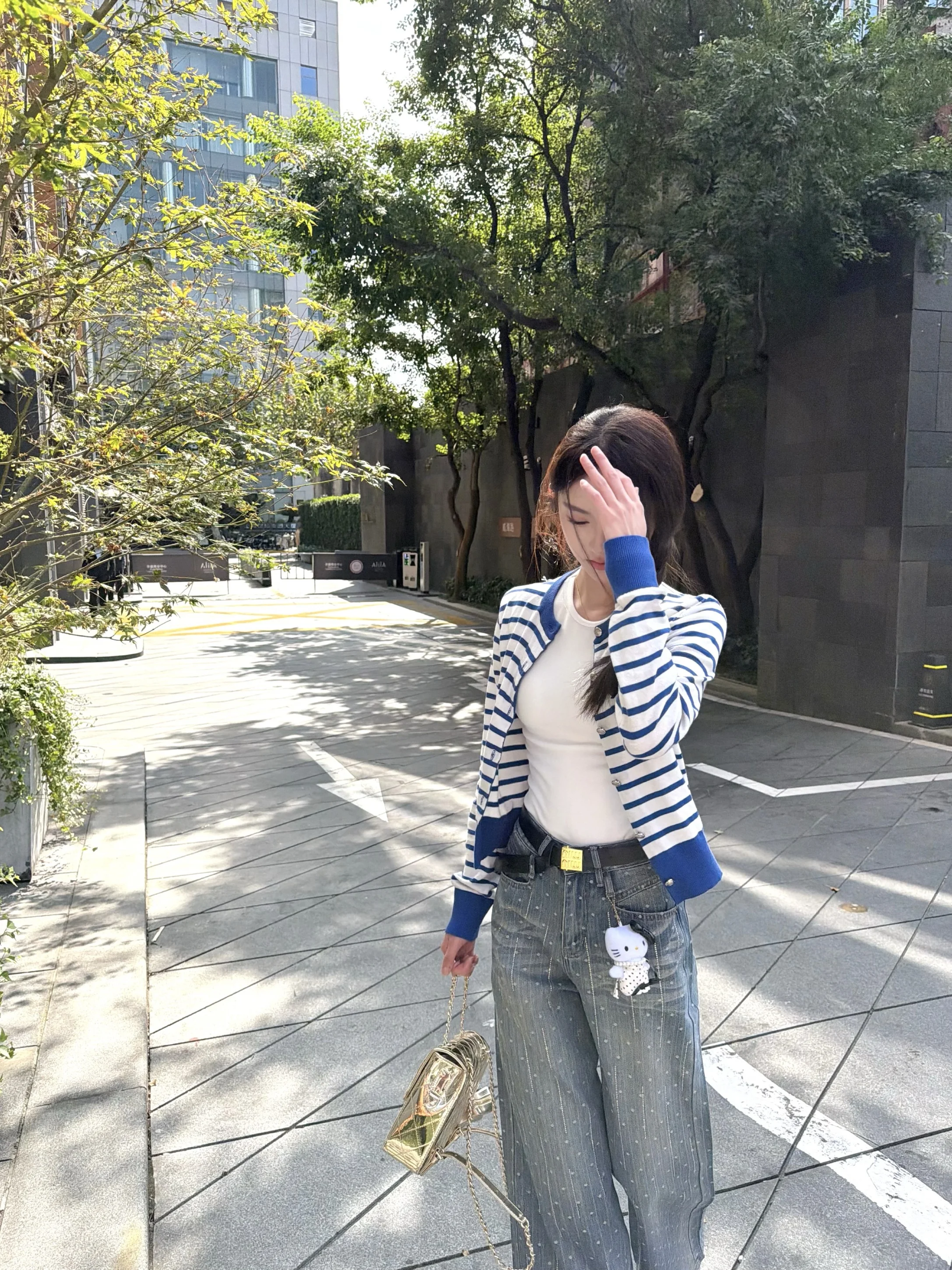 

Женский осенний повседневный кардиган Nemowu: свободный вязаный свитер с длинными рукавами, в полоску, с круглым вырезом, в стиле колор-блок