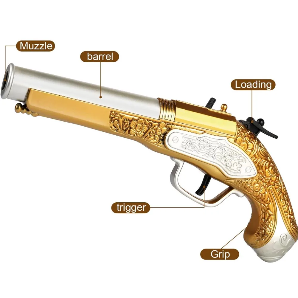 Golden Pirate Toy Gun Soft Foam Bullets Cosplay Pirate Toys Dress Up Dropshiping