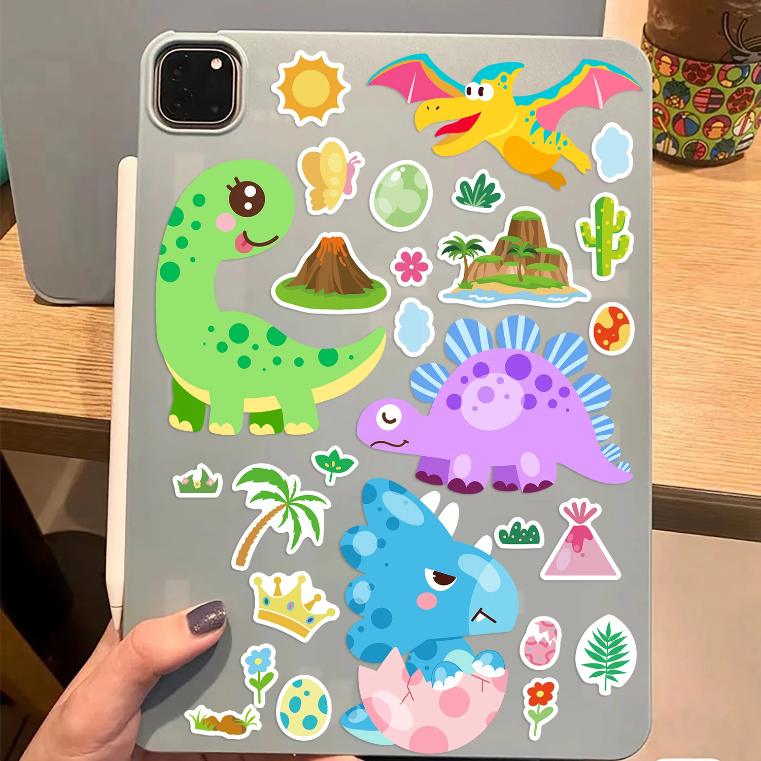 8 pçs dinossauro colagem adesivo à prova dwaterproof água durável graffiti criativo adesivo decoração etiqueta diversão clássico presente decoração