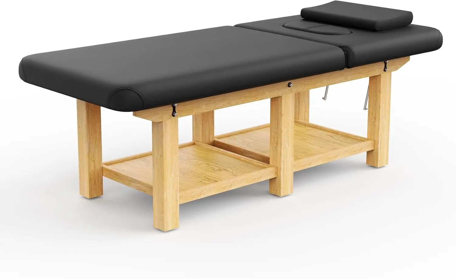 Wood Wide Stationary Massage Table for Treatment Table Physical Therapy Table Spa Facial Bed, PU Leather 31.5'' W × 75'' L Heavy