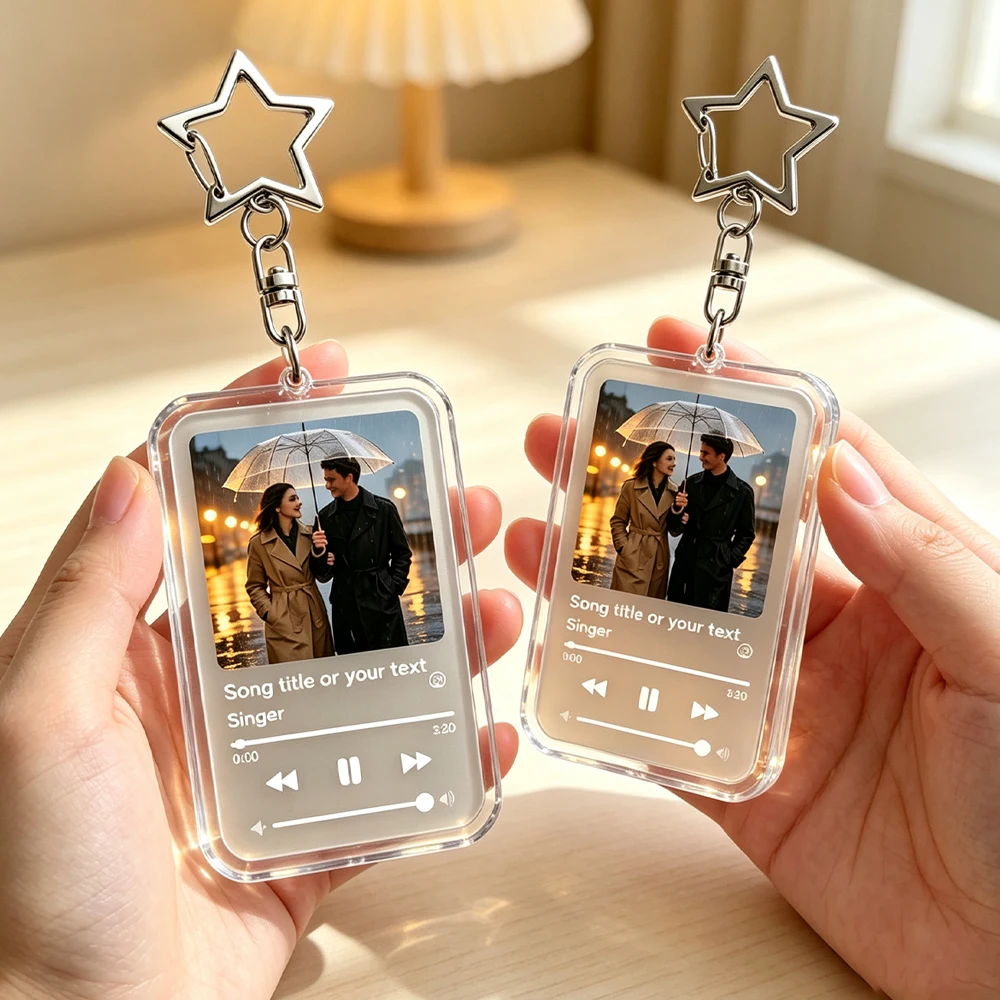 Personalized Custom Music Keychain Custom Song Singer Photo Keychain Acrylic Music Player Keychain Birthday Anniversary Gifts