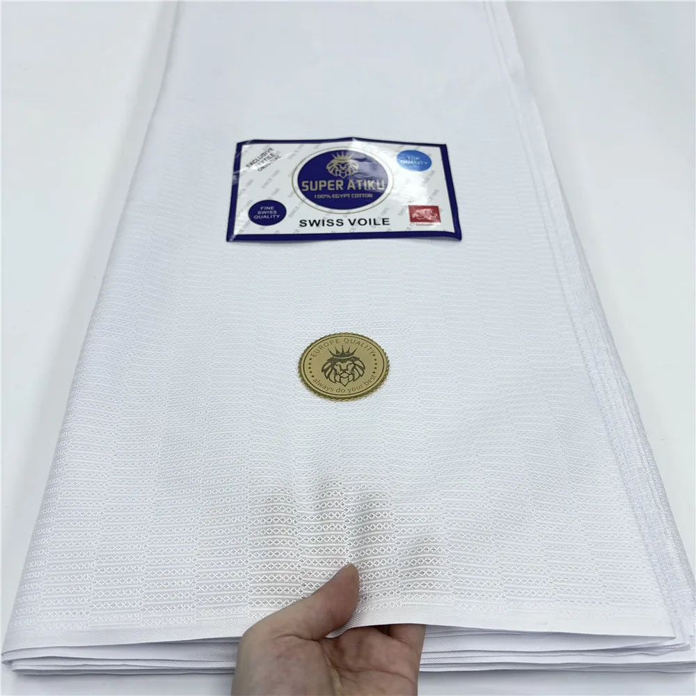 

Hot Sales 5Yards African Soft Atiku Fabric For Men Suit Making Swiss Material 100% Cotton For Clothes Sewing Wedding Party 15A58