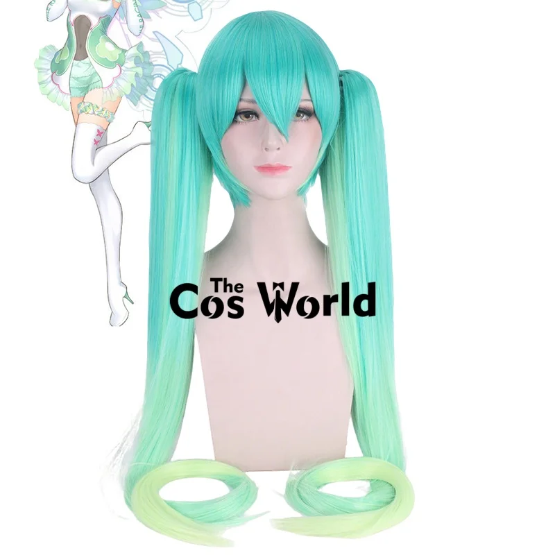 

Парик для косплея Miku 2017 Racing, 120 см/47 дюймов, длинный, прямой, для Хэллоуина, аниме, синтетические волосы + сетка для парика