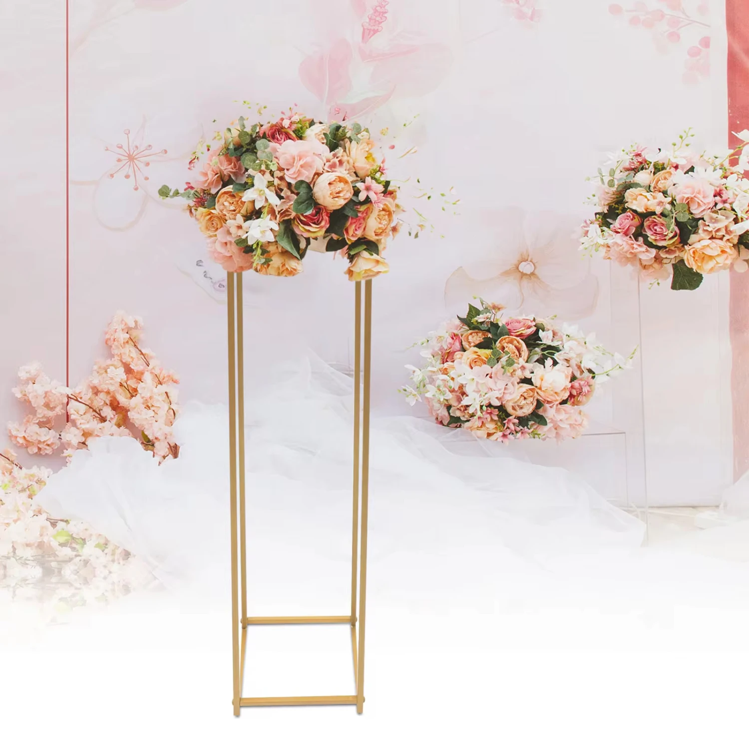 New Gold Flower Floor Stand Metal Column Flower Stand Flower Arrangement  Wedding Party Dinner Centerpiece