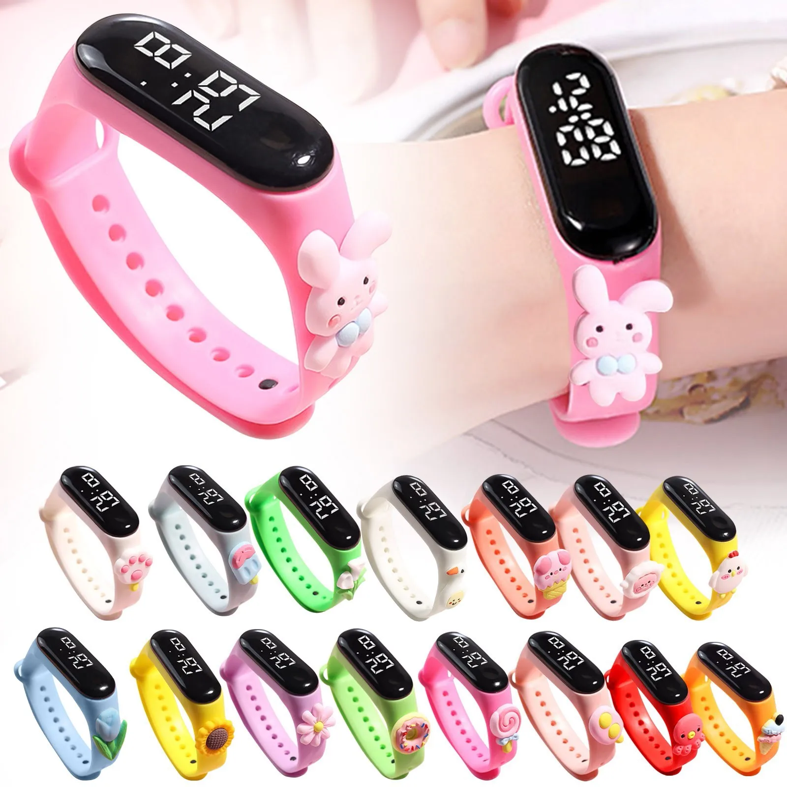 Digital Watch Sports Children Electronic Watch Women Men Silicone Strap Wirstwatch Student Clock Waterproof Cartoon Watch