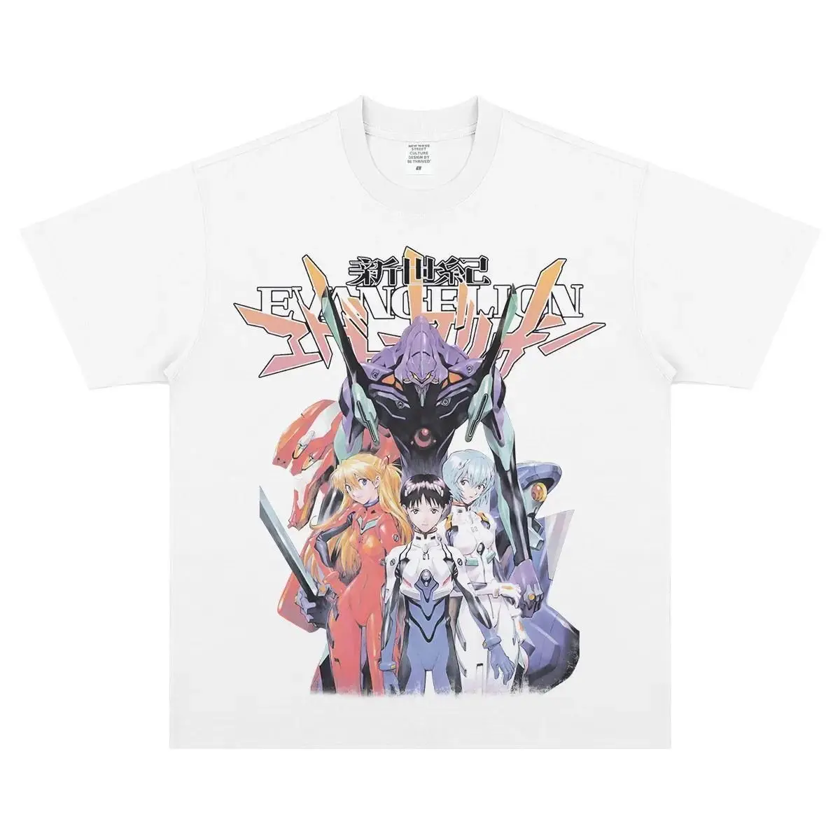 Cotton New Century Gospel Warrior EVA Vintage Anime Printed T-Shirt Short Sleeve Men's and Women's Kids High Quality Streetwear