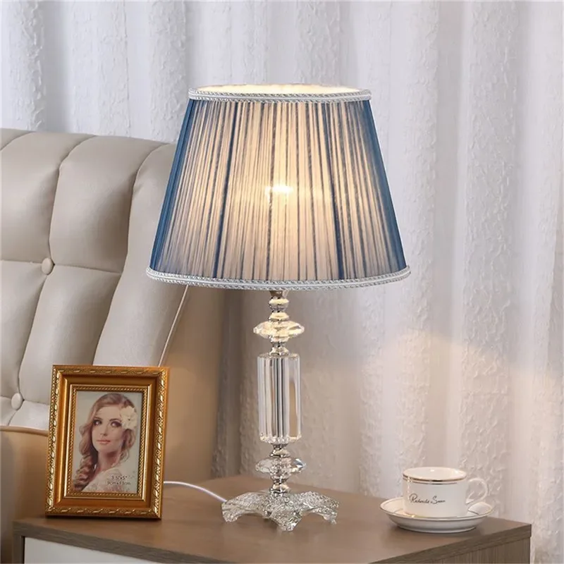 PLLY Fashion Luxury Crystal Table Lamp LED Modern Living Room Bedroom Study Villa Hotel Home Decoration Light