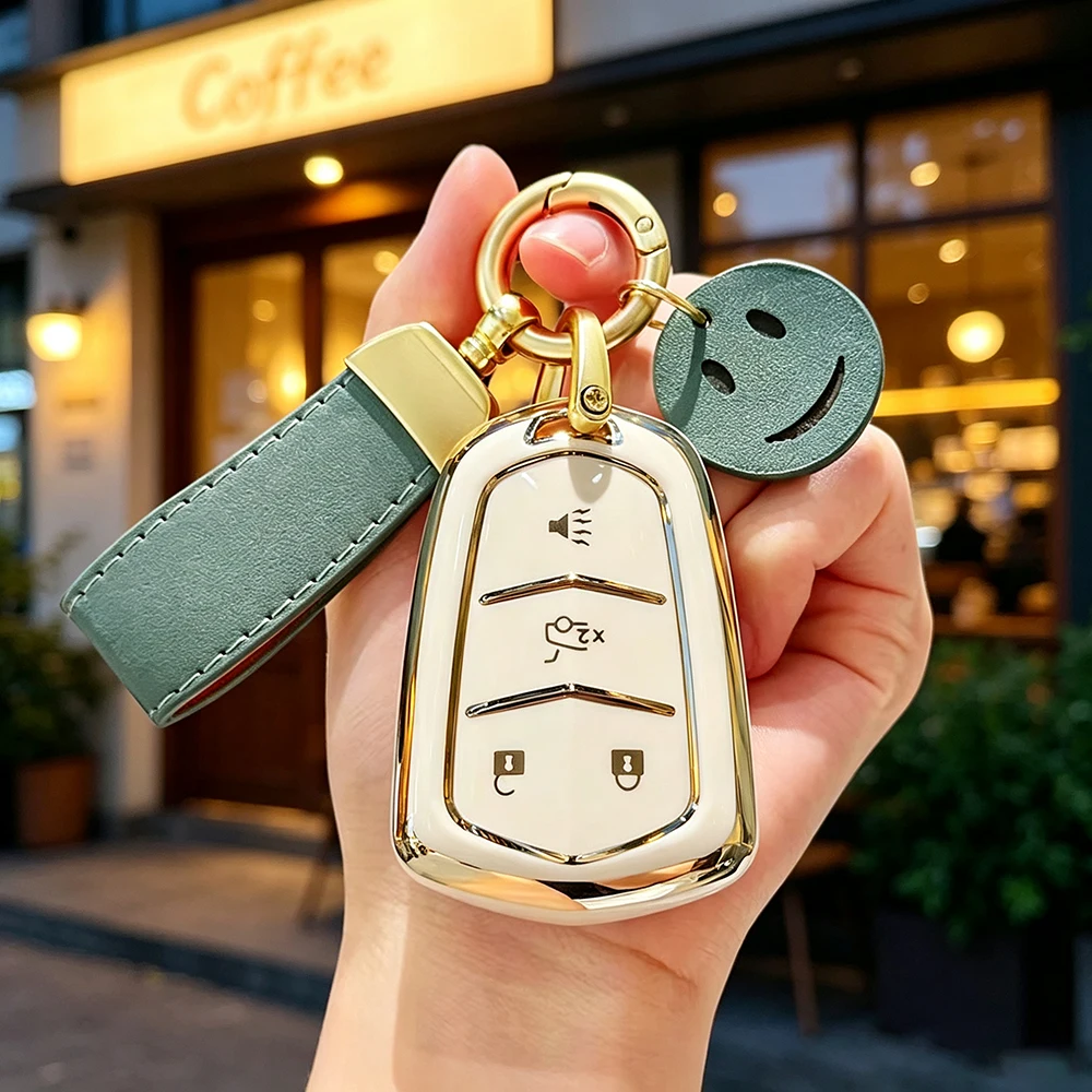 Car Remote Key Holder for Cadillac ATS CT6 CTS DTS XT5 Escalade ESV SRX STS XTS ELR 2014 - 2018 Key Shell Case Cover Keychain