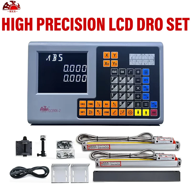 

HXX 2 Axis LCD DRO SET Digital Readout and And 2 Pieces 50-1000mm Linear Scale Encoder Grating Ruler for Lathe Milling DRO SET