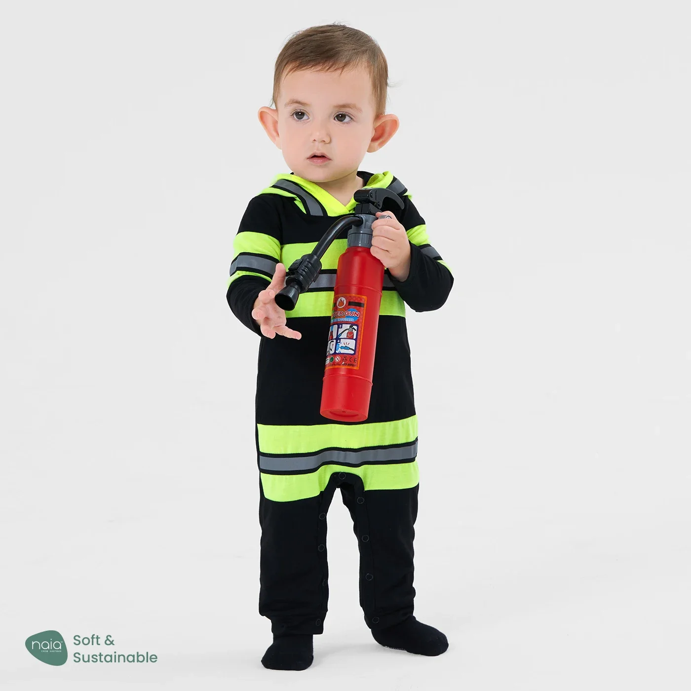 PatPat Baby Boy/Girl Naia Firefighter Style Long Sleeve Hooded Jumpsuit  Luminous printing Casual/Outdoor  Autumn