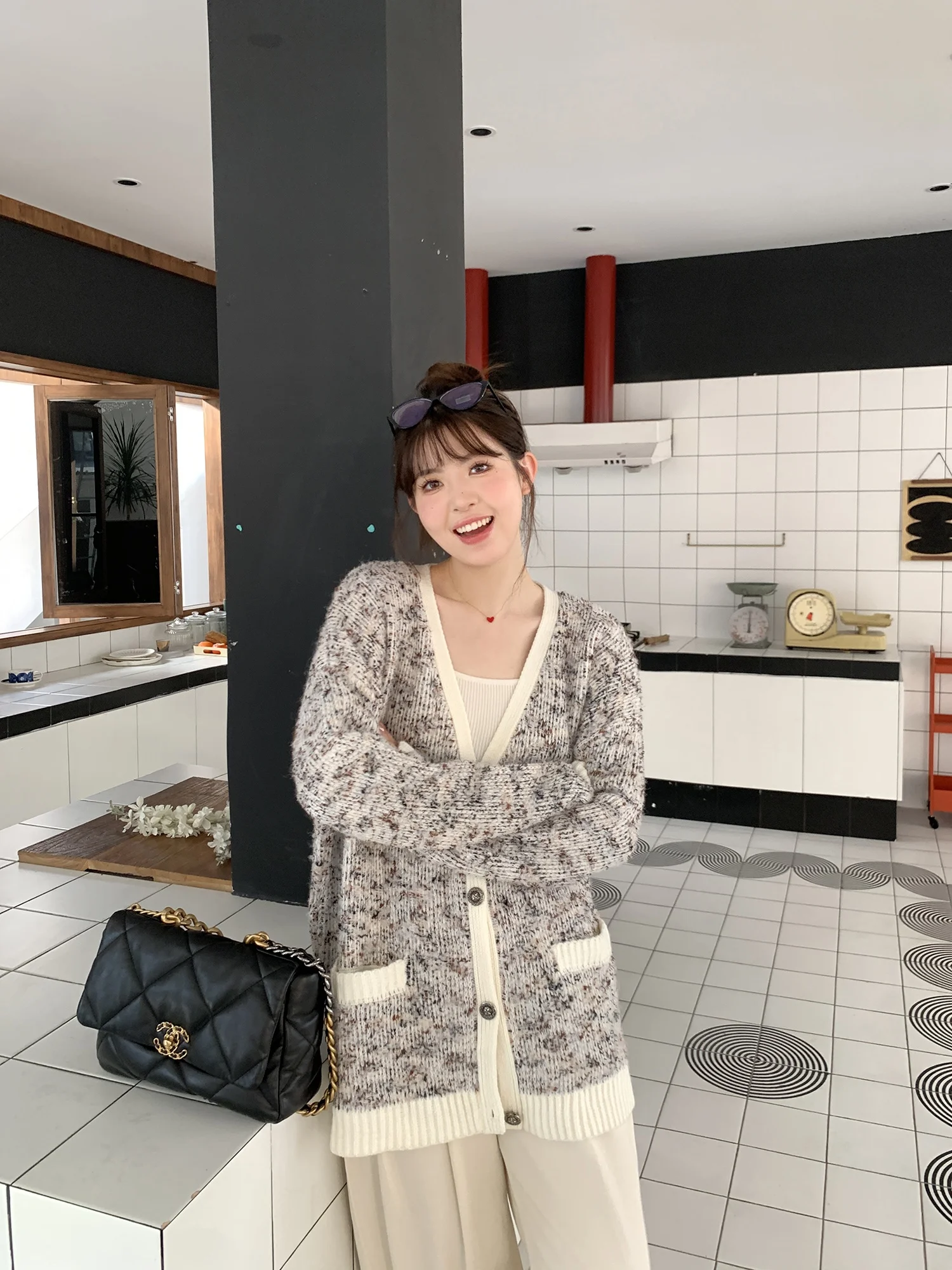 

Xiao en Meimei's High Quali Long Sve V-Ne Knitted Sweater Spring Autumn Cardigan Coat Women's Sle Korean Commute