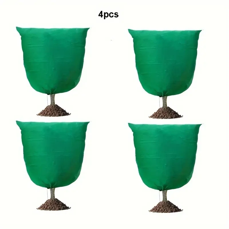 1/2/4pcsTree Winter Care Covers,Large Plant Frost-Proof Bags - Green Tree and Shrub Frost Protection with Zipper and Drawstring