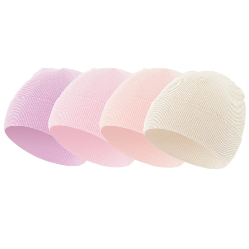 4Pcs Newborn Beanie Baby Hat for Girls Boys Cotton Knitted Infant Bonnet Toddler Cap Kids Accessories Newborn Gift 0-12M - Image 5