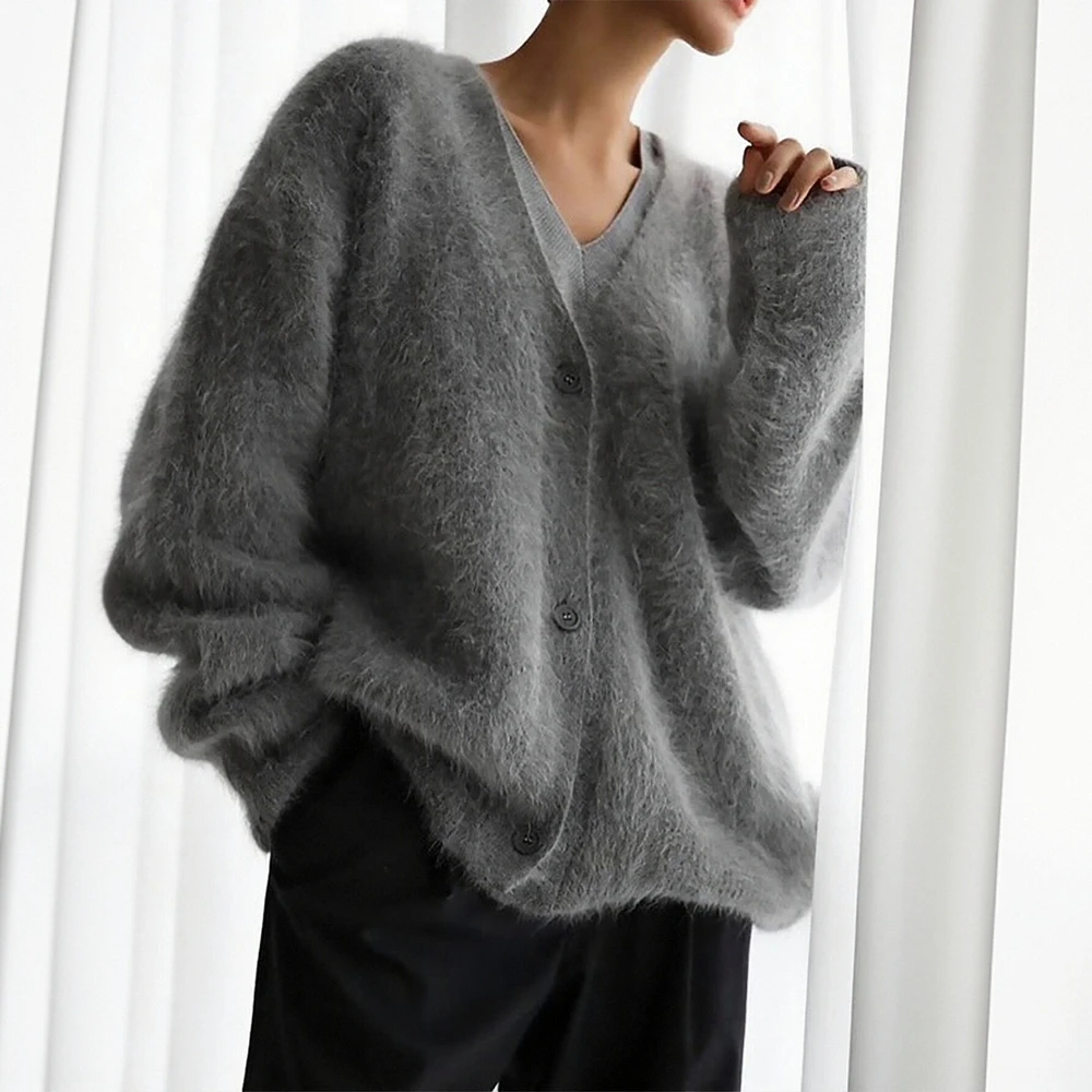 

Женский осенне-зимний кардиган с длинным рукавом и круглым вырезом, повседневный однотонный модный топ с прямыми рукавами и открытым передом