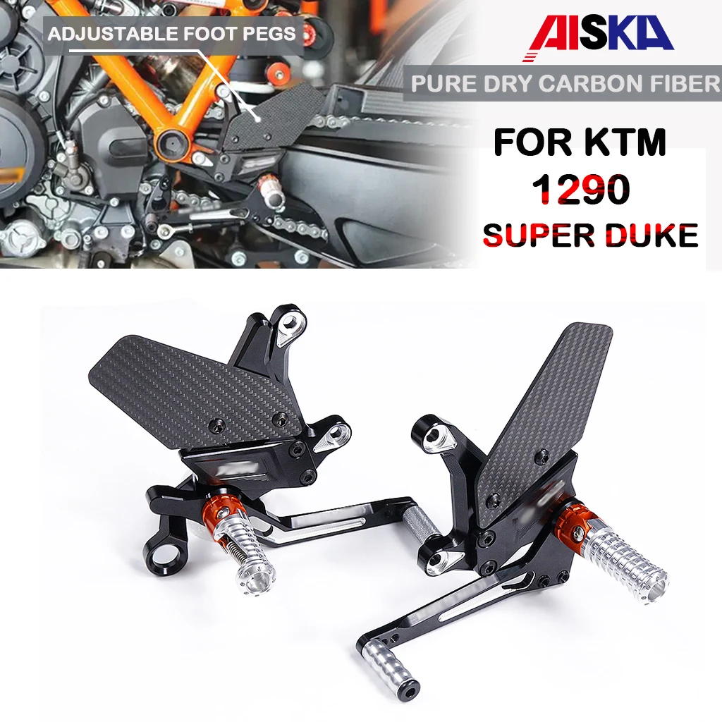 Motorrad Verstellbare Fußrasten CNC Aluminium Ascend Pedal 3K 100% Carbonfaser für KTM Super Duke R 2020 2021 2022 2023 2024 2025