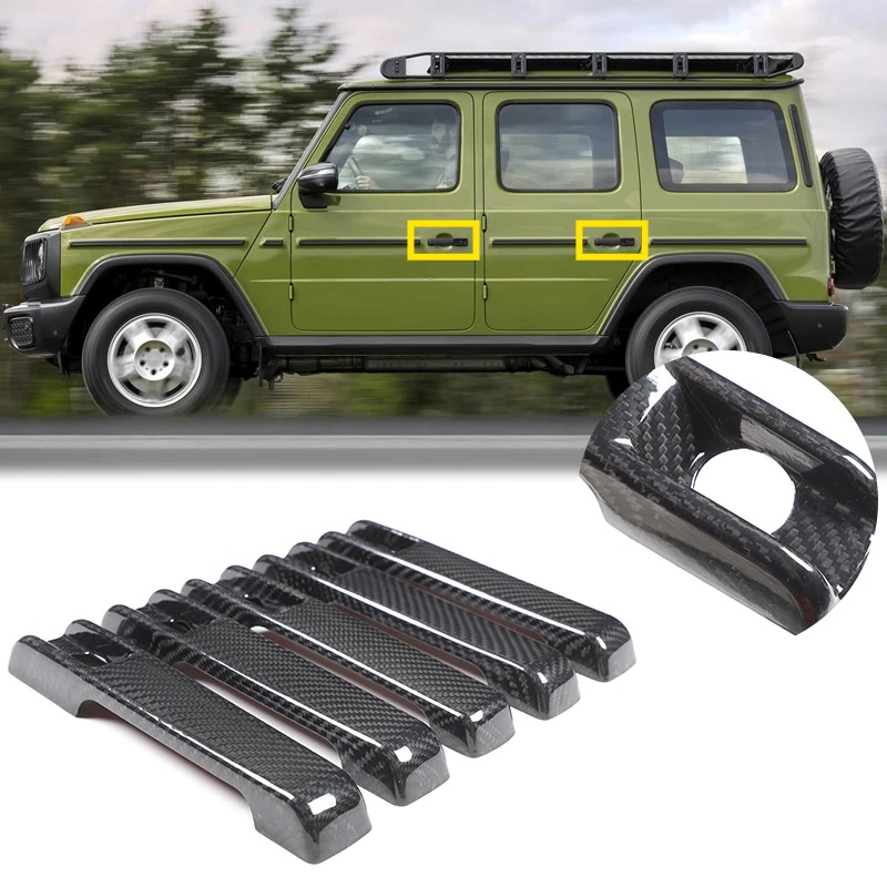 For Mercedes Benz G Class G63 25+ Real Carbon Fiber Car Door Handle Panel Covers Trim Kit Sticker Modification Accessories