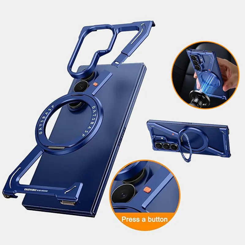 

Metal Shockproof Bumper Magnetic Cover for Samsung Z Fold 7 Fold6 Magsafe 360° Rotatable Holder Wireless Charging Cooling Cover