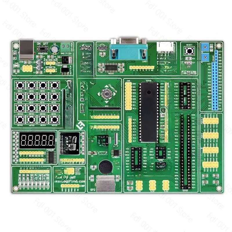 Microcontroller Learning Development Board PIC-EK with PIC16F887 Microcontroller with Routines supports 8/14/18/20/28/40 pin