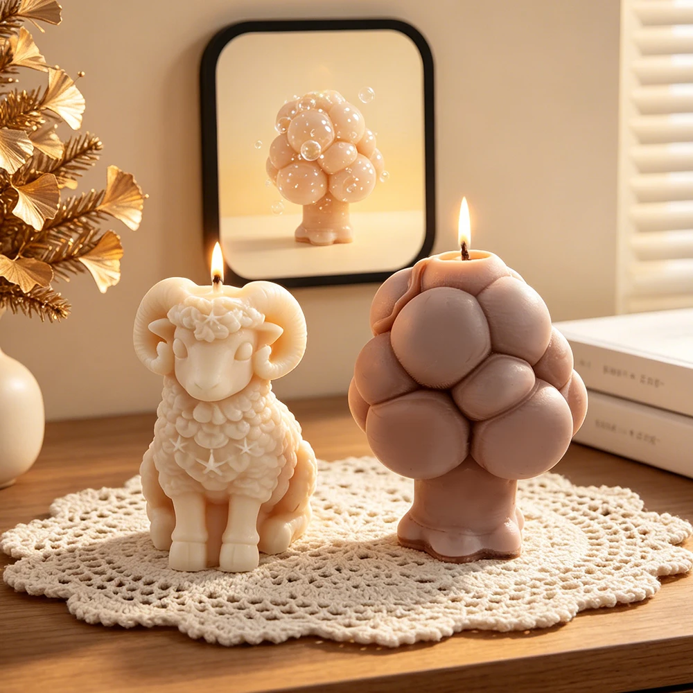 DIY Sheep Form Candle Silicone Mold Bubble Tree Plaster Casting Decoration Craft Molds Handmade Aroma Candle Making Supplies
