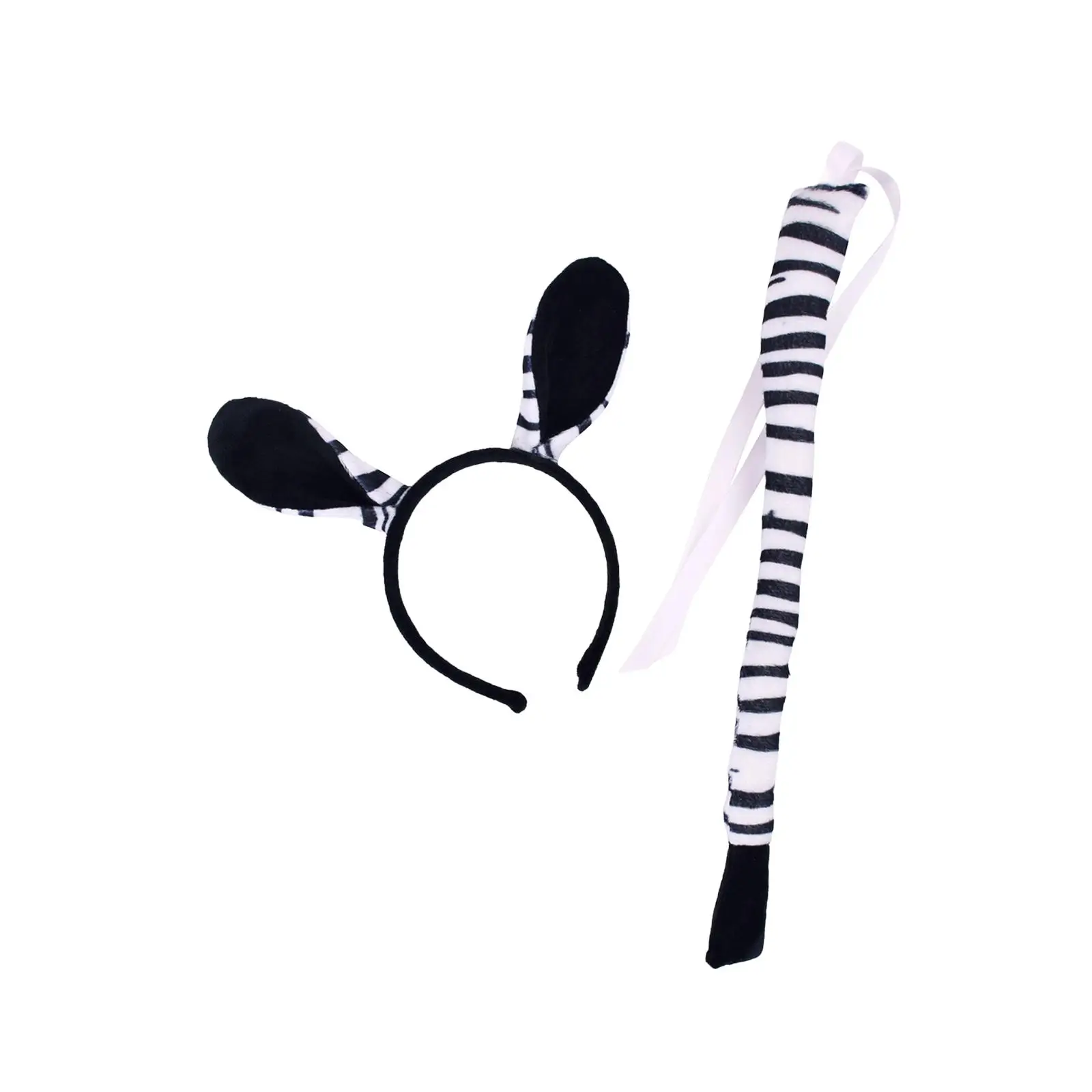 Zebra Ears and Tail Costume Accessories Kids Headwear Cosplay Props for Gifts Stage Performance Halloween Themed Party Carnivals