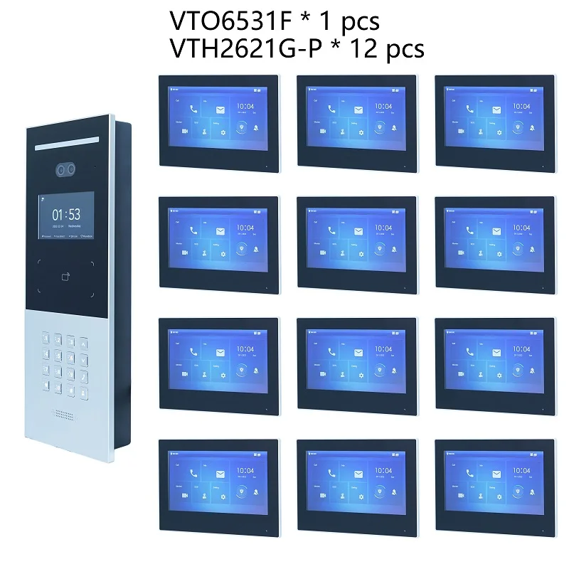 

DH Multi-language Apartment IP Video Intercom KIT, VTO6531F & VTH2621G-P,support RFID Face Code unlock,door phone,SIP doorbell