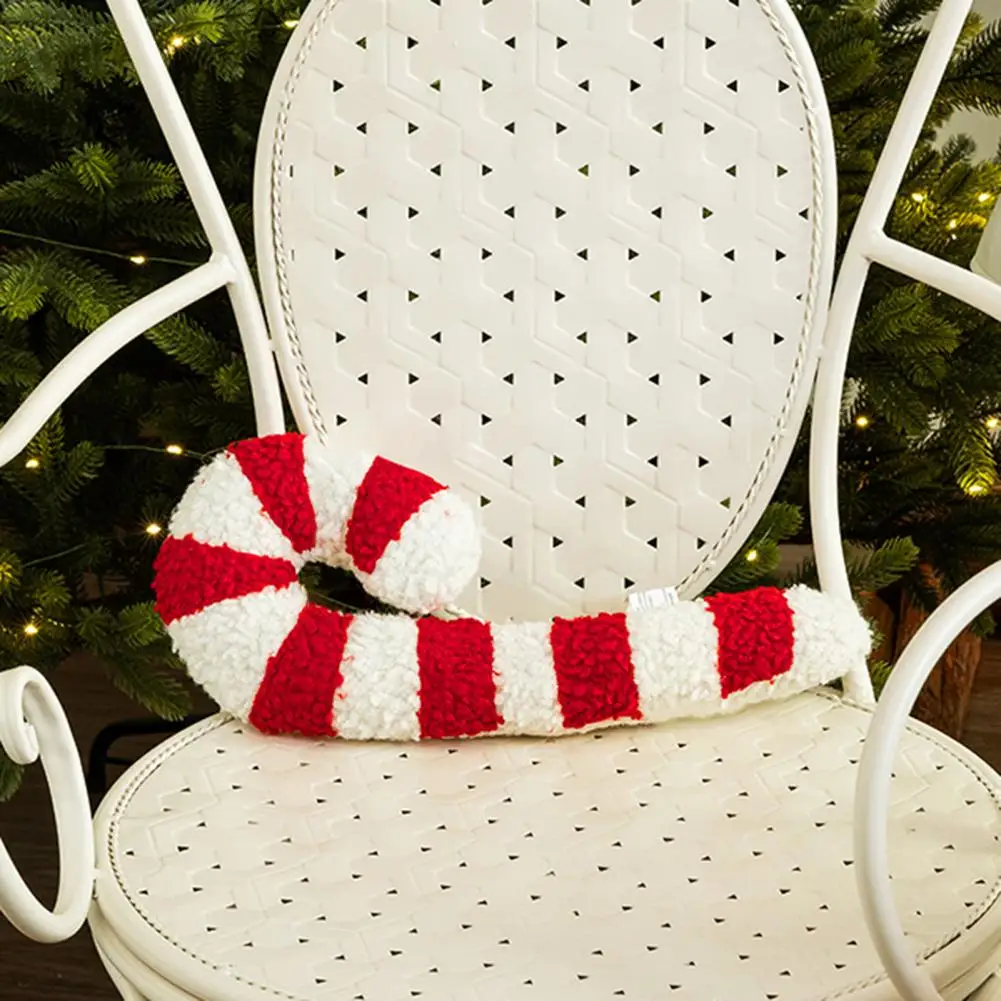 High Fabric Pillow Festive Christmas Candy Cane Shaped Throw Pillows for Sofa Bedroom Decor Cute Plush Xmas Tree Peppermint
