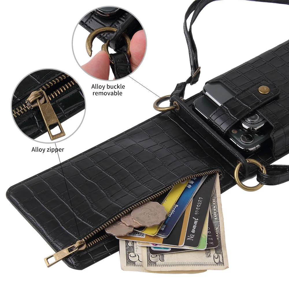 Suitable for iphone 12 13 14 15promax Phone Case Card Holder 14plus Chain Long Shoulder Mini Cross-body Holster Mobile Phone Bag