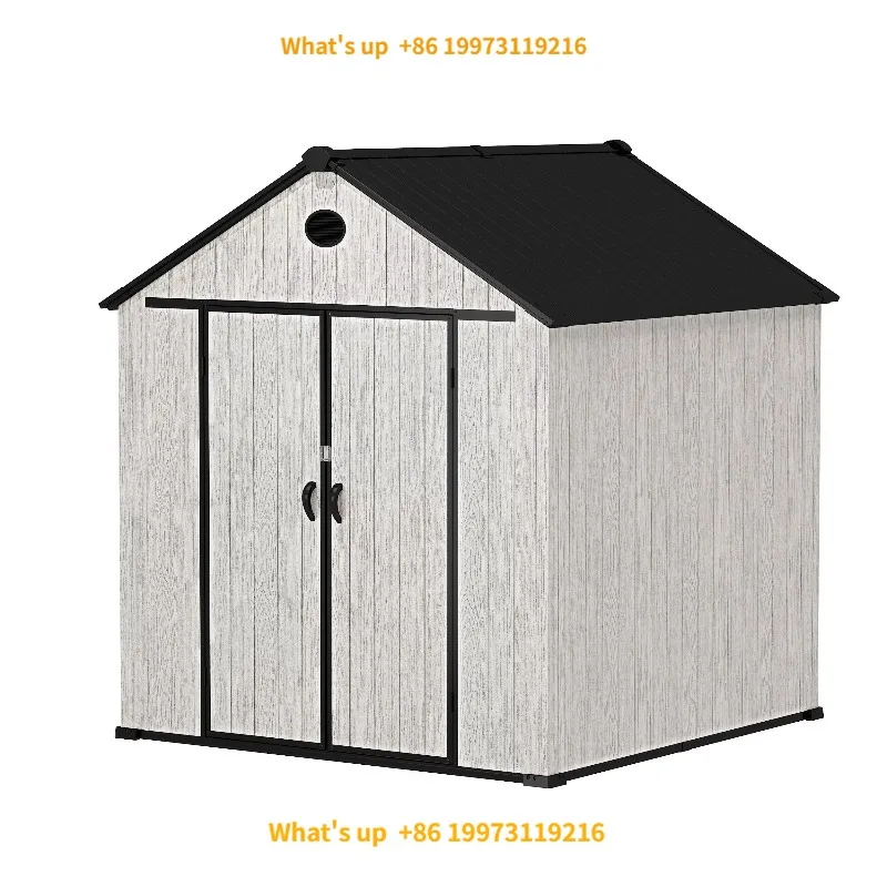 2026 8'x8'ft (96"x96") Kintel Kunststoff Fahrrad- und Garten-Geräteschuppen für den Außenbereich