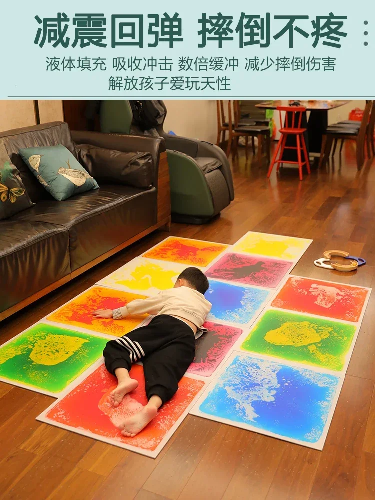 Sensory floor mat 50CM early education color liquid dynamic baby climbing mat Children's sensory and tactile training game mat