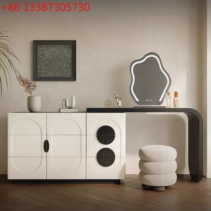 

Современный простой комод, тумба для спальни, интегрированная в спальню, высококачественный черно-белый туалетный столик из массива дерева