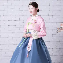 Embroidered Korean Women's Traditional Korean Court Costume, High Waist, Big Long Today's Hanbok Improved Dance Performance 한복