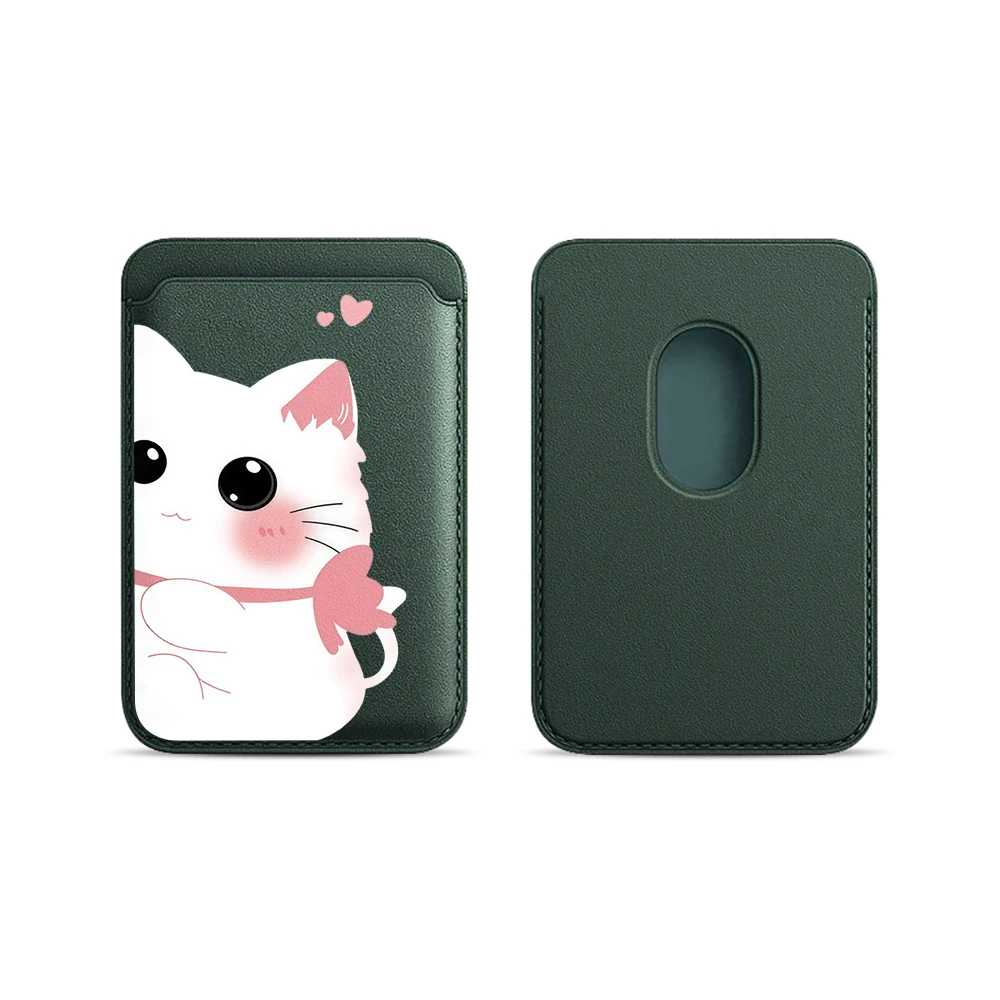 Elegante Katzen-Leder-Kartenhalter-Handyhülle für Magnetische Hüllen, Geeignet für alle iPhone Magsafe-Karten-Handy-Rückseiten-Taschen – Detail 17