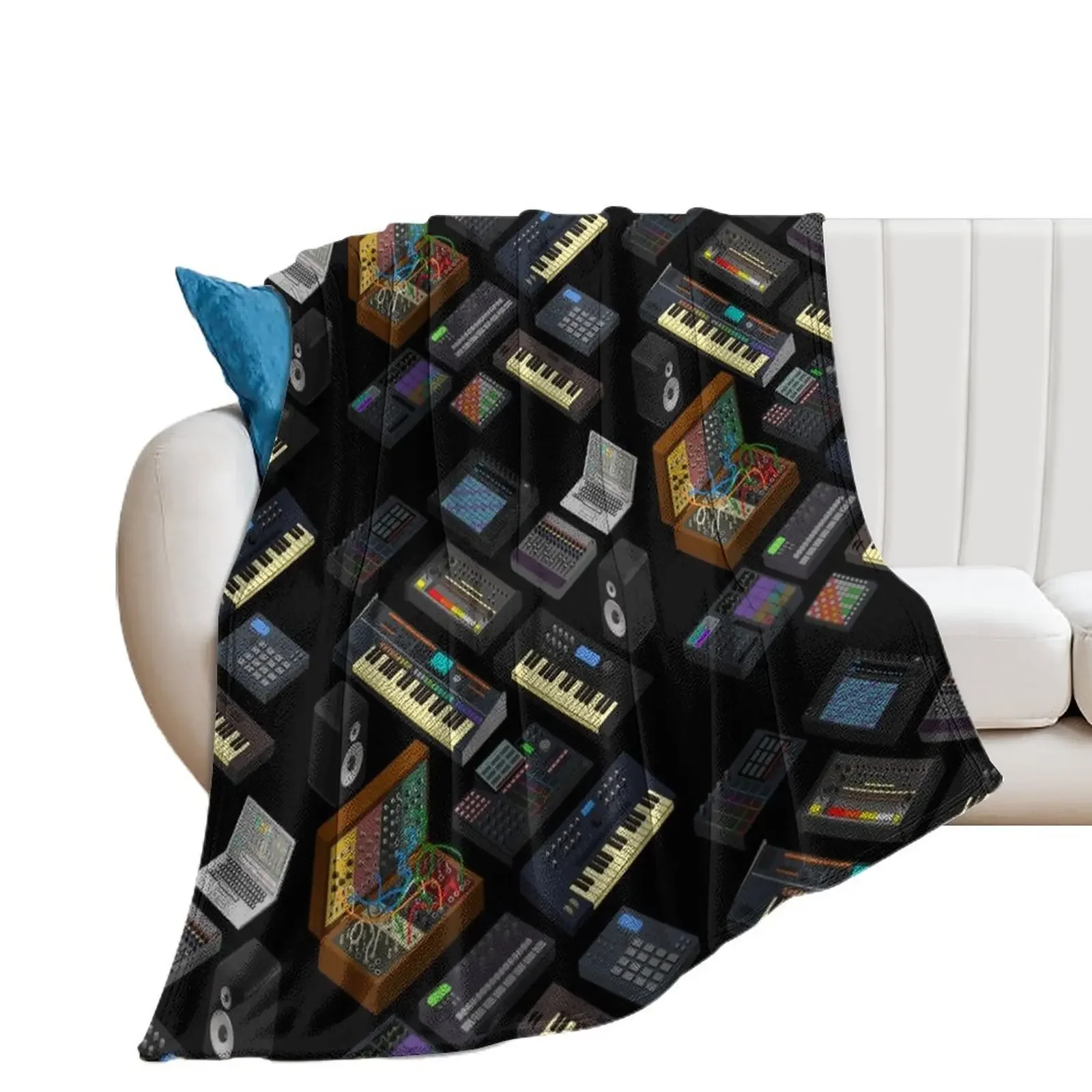 

Synthesizers for Electronic Music Producer Throw Blanket Stuffeds Travel Large Furrys Blankets