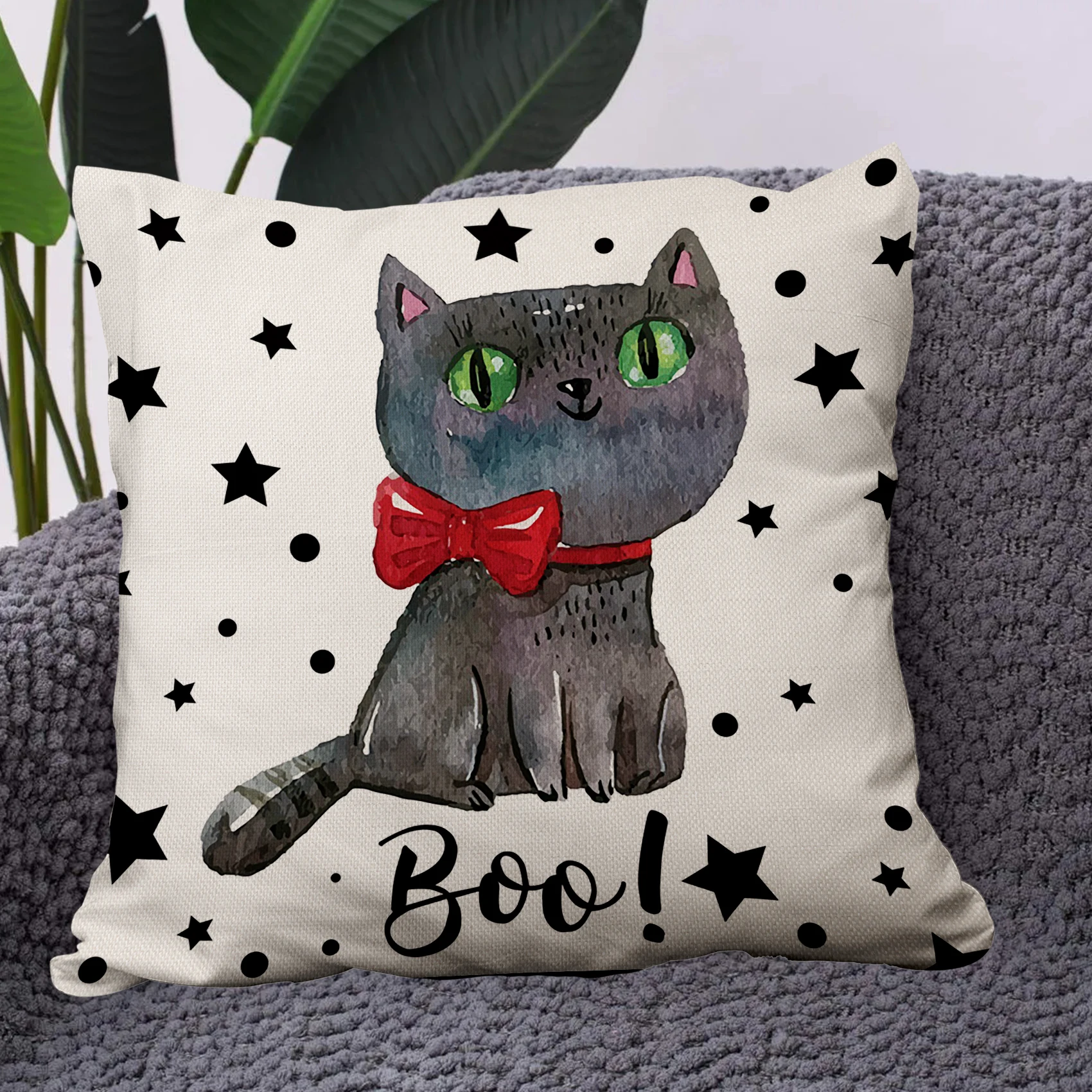 Halloween Pillow Cover Cats Pumpkin Bat Ghost Witch 45x45cm Cushion Cover Sofa Pillowcase Scary Halloween Party Gift Home Decor