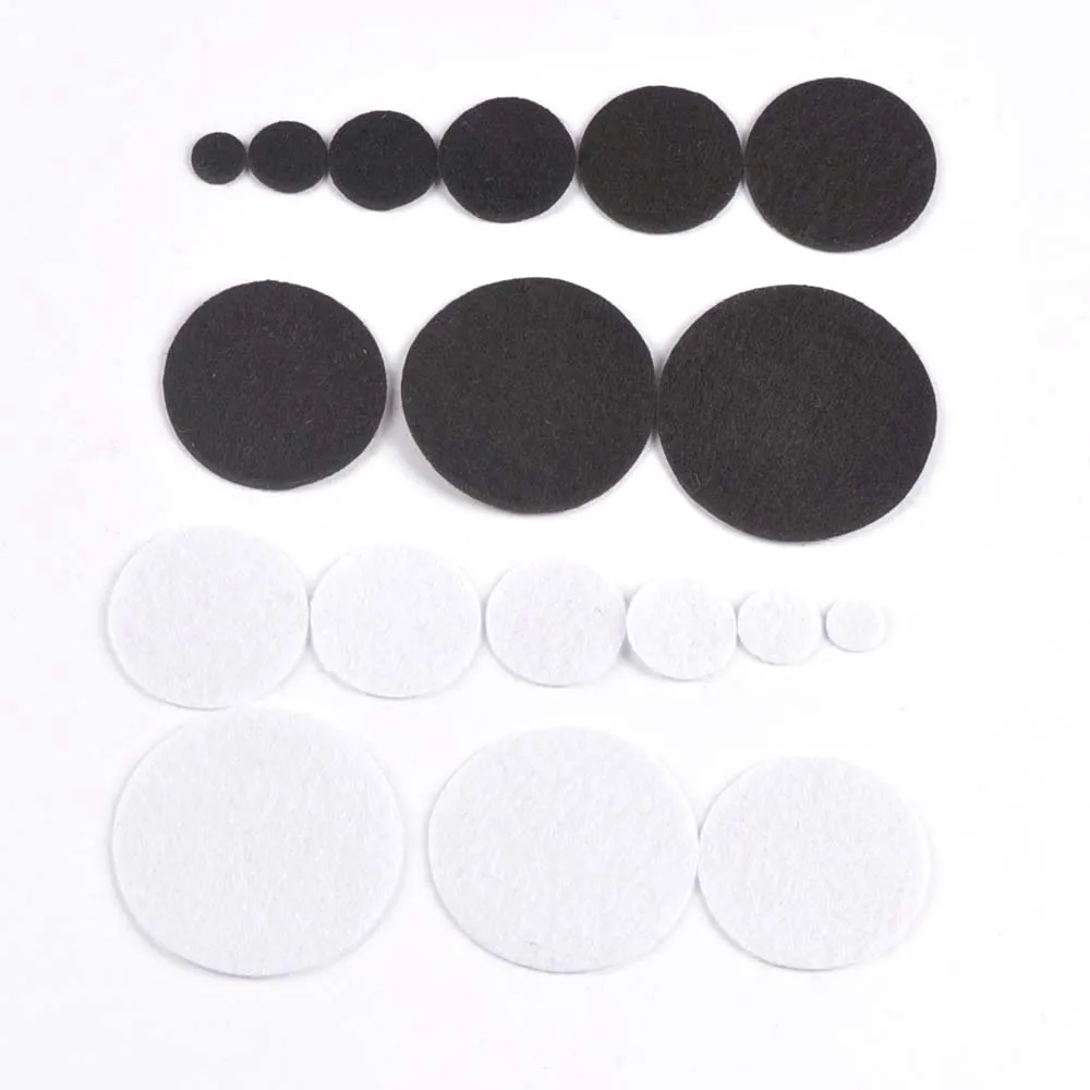 200Pcs Black White Round Felt Patches Apparel Appliques DIY Sew-On Clothes Decor Handmade Crafts Sewing Fabric Accessory 10-50mm