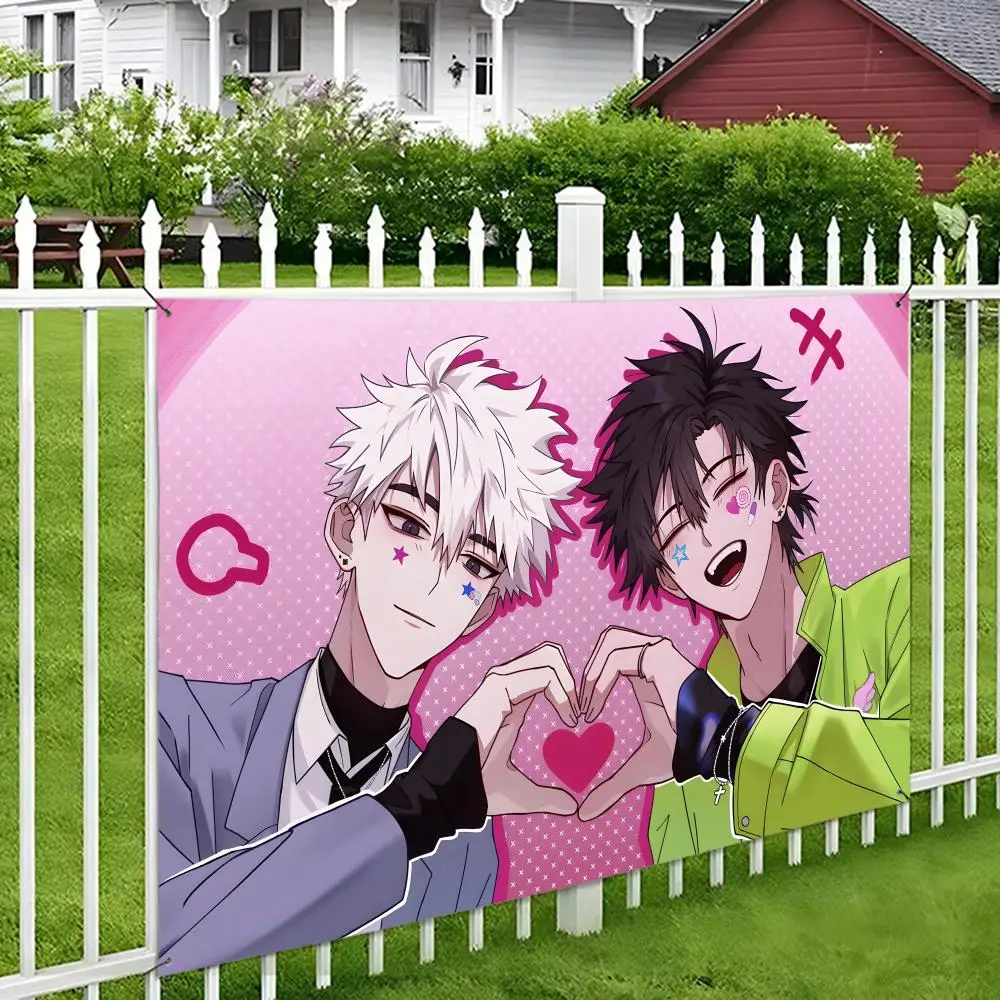 Hot Bl Anime L-link click Flags Aesthetic Wall Tapestry Printed Wall Hanging Living Room Party Outdoor Decor