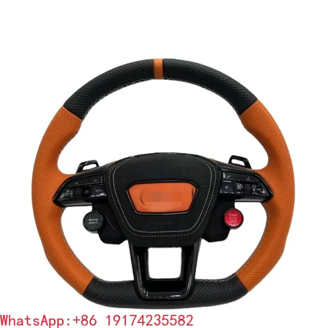 

For Audi Custom Leather Perforated Leather High Quality Steering Wheel New Style Sport Car RS6 S4 Q3 Q5 A6 C8 A6L Control Button