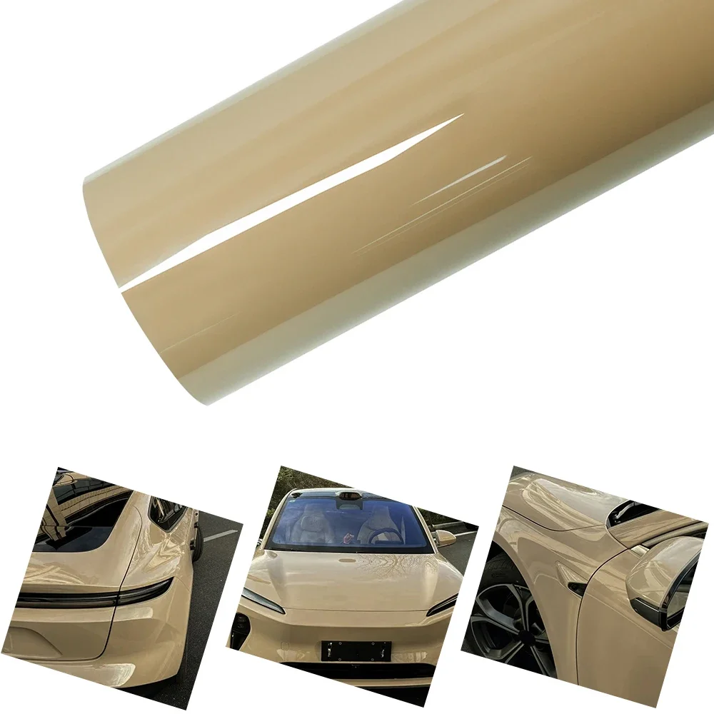 

Car Vinyl Film With Air Release PET Crystal Sand Beige Technology Motorcycle Auto Decal Sticker Car Body Decoration Accessories