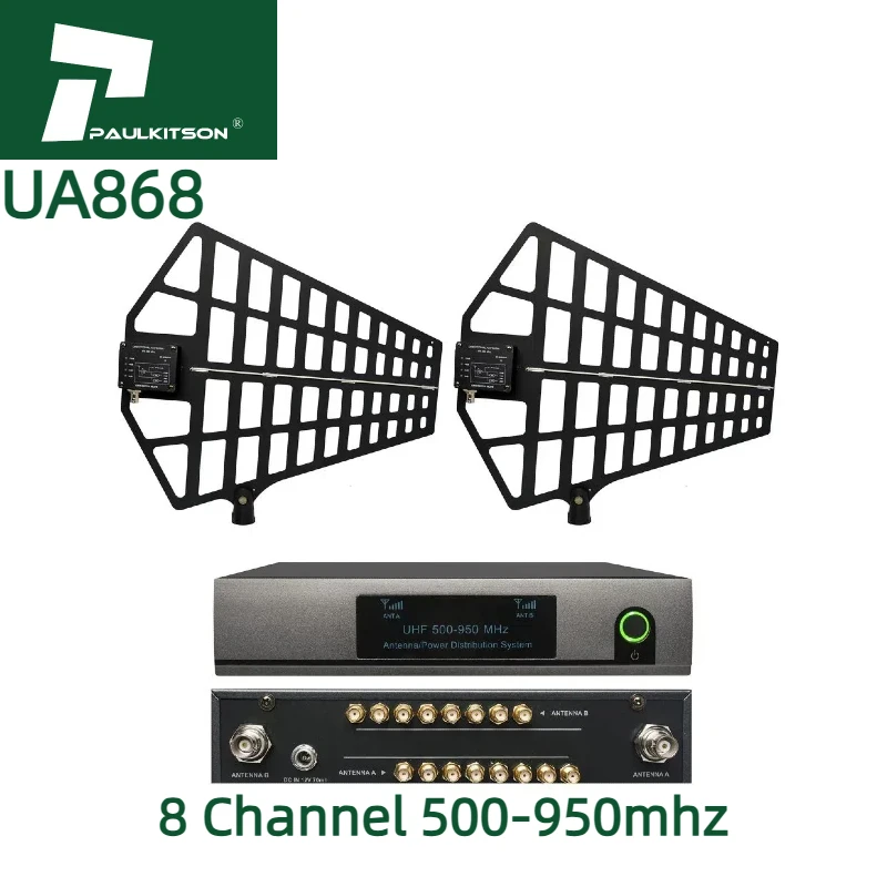 

Paulkison Antenna Distribution System UA868 Wireless Microphone Signal Amplifier 8 Channel 500-950mhz Splitter Audio Equipment