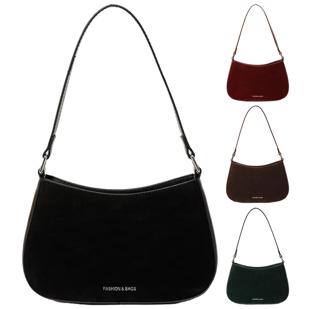 

Women Faux Suede Shoulder Bag Fashion Underarm Bag Large Capacity Elegant Shoulder Purse Vintage Commuting Bag for Autumn Winter