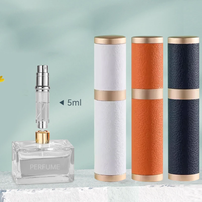 Bouteille de pulvérisation en cuir de luxe de 5ml, atomiseur de parfum Portable à pompage automatique, rechargeable, conteneurs cosmétiques vides de voyage portables, Mini