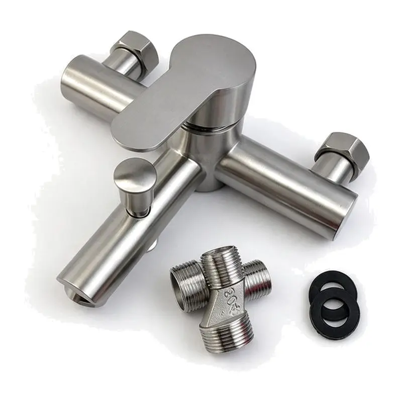 Shower Faucet Stainless Steel Mixing Valve Bathroom Hot and Cold Switch Triple Bath Double Use