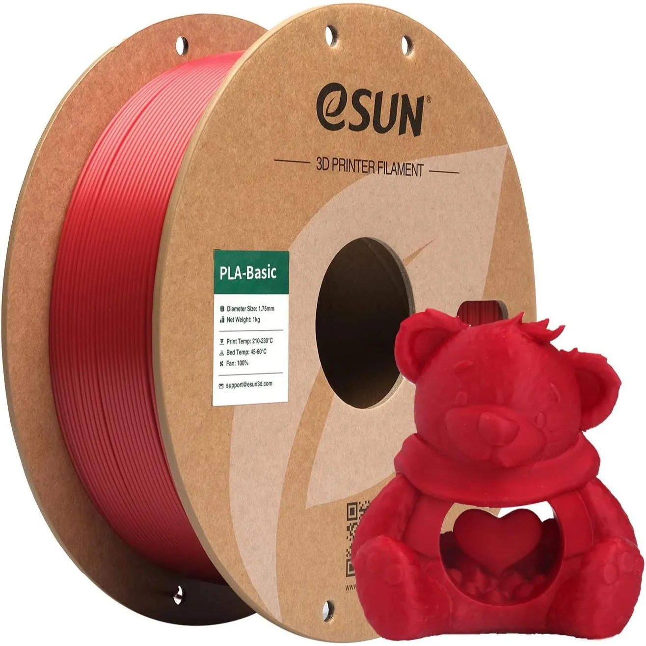 

PLA Filament 1.75mm 1KG Spool for Fast 3D Printing, Fire Engine Red