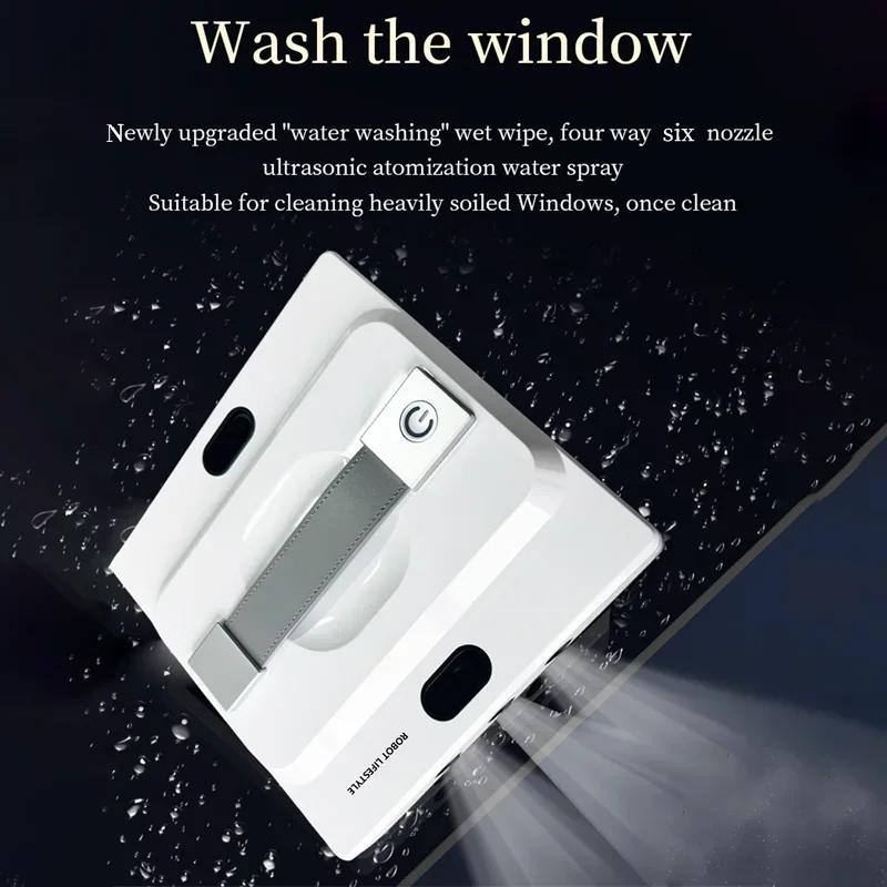 2026 Robot lavavetri robot lavavetri per la pulizia delle finestre in vetro RL528 grande serbatoio dell'acqua da 100 ml, sei getti d'acqua, forte aspirazione 5200 Pa
