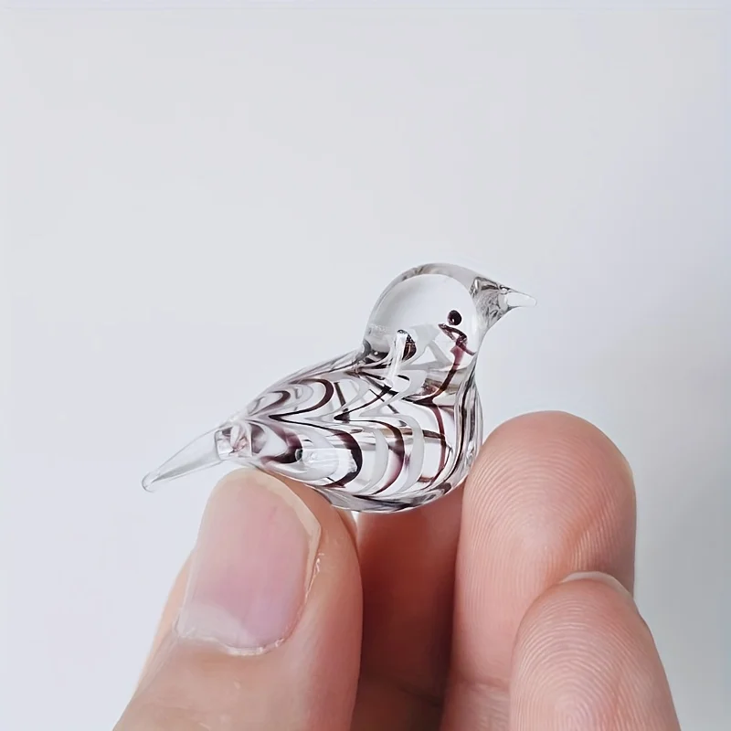 Handmade Mini Glass Bird Figurine  Multi-Color Art Decor Ornament Home Desktop Collection Craft Small Animal Glass Statue Gift