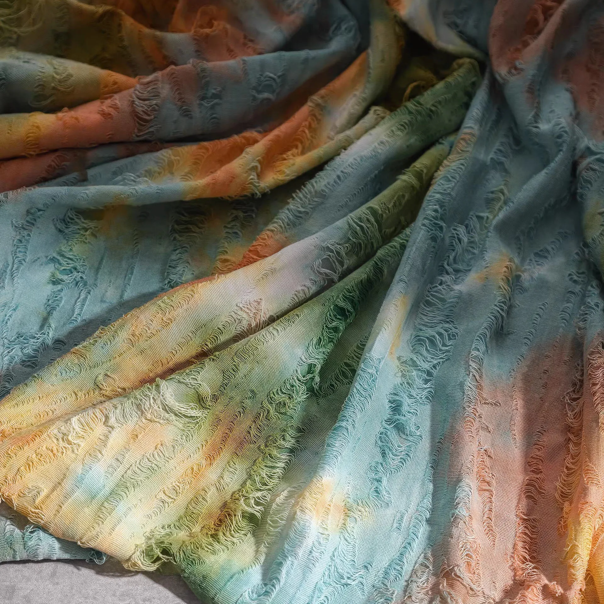 

1 ярд, разноцветная потертая ткань, окрашенная в галстук, текстура, композитная швейная ткань Cheongsam, ткань для одежды